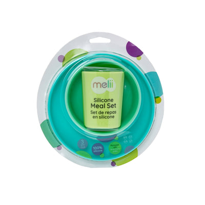 SILICONE FEEDING SET - LIME, MINT & BLUE  (3PC SET)