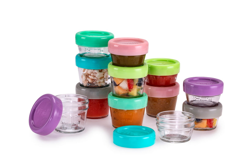 GLASS BABY FOOD CONTAINERS 2OZ (SET OF 6) and 4OZ (SET OF 6)