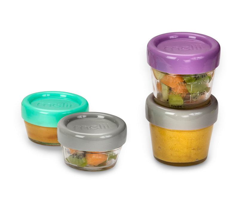 GLASS BABY FOOD CONTAINERS 2OZ (SET OF 6) and 4OZ (SET OF 6)