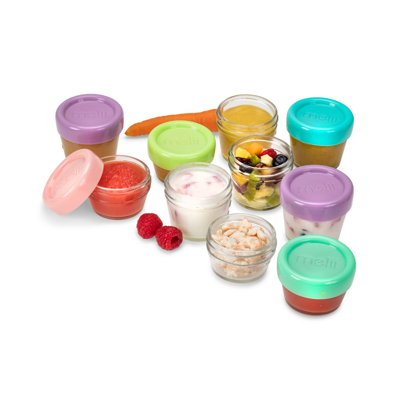 GLASS BABY FOOD CONTAINERS 2OZ (SET OF 6) and 4OZ (SET OF 6)