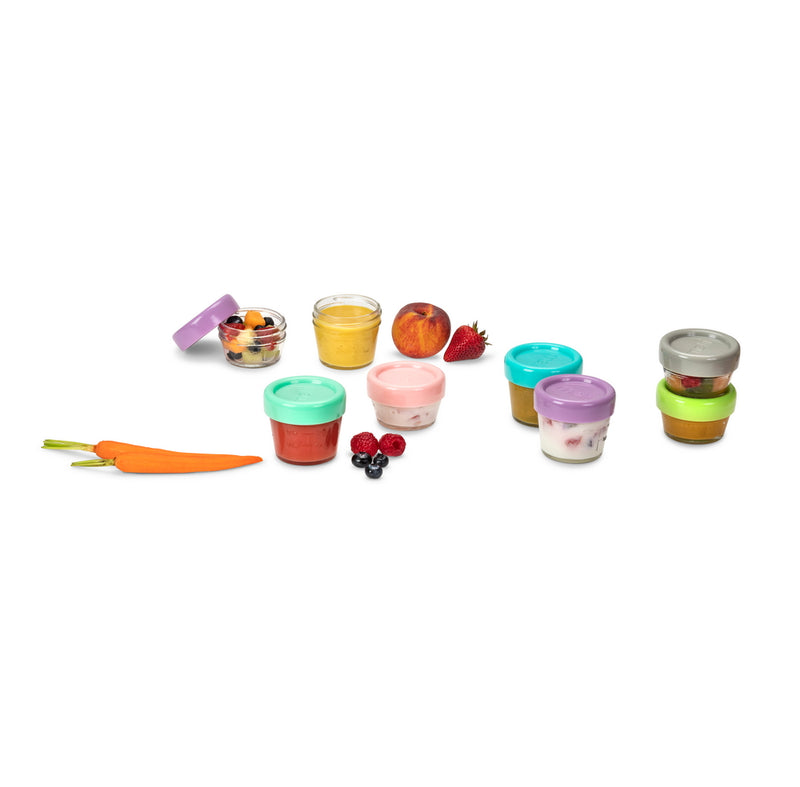 GLASS BABY FOOD CONTAINERS 2OZ (SET OF 6) and 4OZ (SET OF 6)