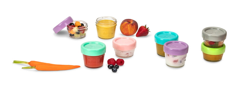 GLASS BABY FOOD CONTAINERS 2OZ (SET OF 6) and 4OZ (SET OF 6)
