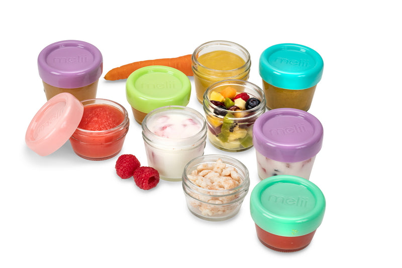 GLASS BABY FOOD CONTAINERS 2OZ (SET OF 6) and 4OZ (SET OF 6)