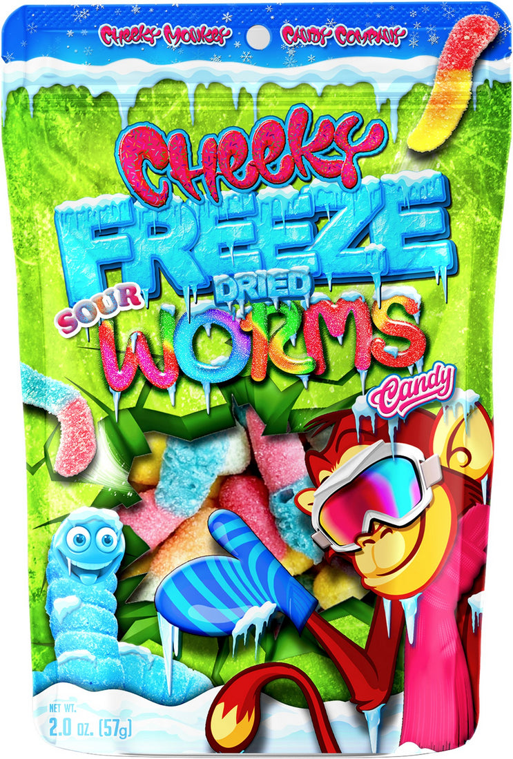 CHEEKY FREEZE DRIED SOUR WORMS 56G/2OZ