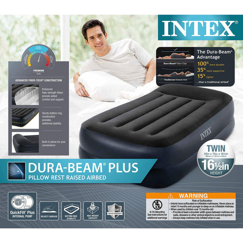 TWIN PILLOW REST RAISED AIRBED WITH FIBER-TECH RP