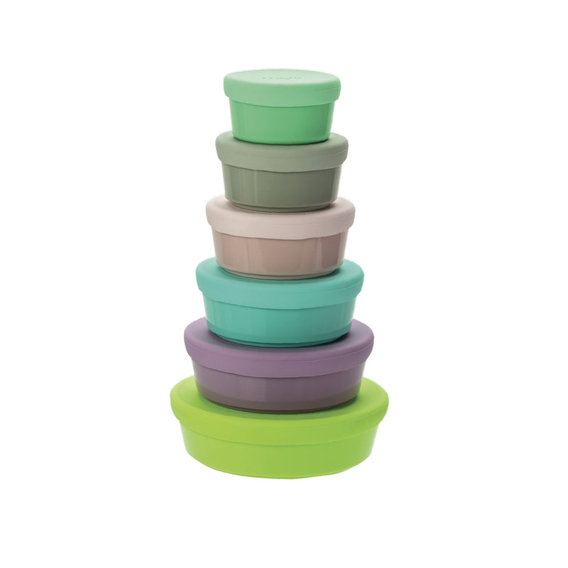 STACKING & NESTING CONTAINERS WITH SILICONE LIDS