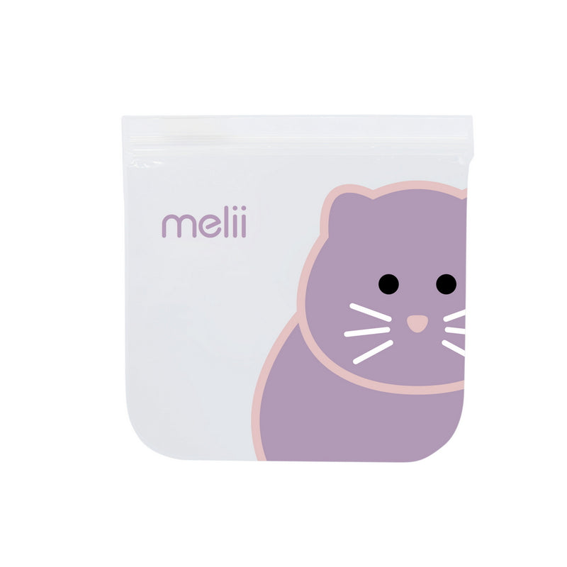 REUSABLE SNACK BAGS W/ ZIP CLOSURE - 4PK - 2 CAT , 2 UNICORN