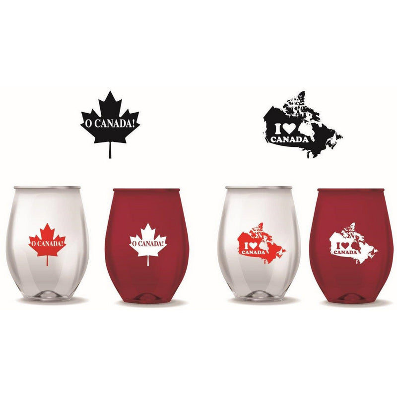 ACRYLIC - STEMLESS WINE GLASSES - CANADA MIX (COUNTER DISPLAY)