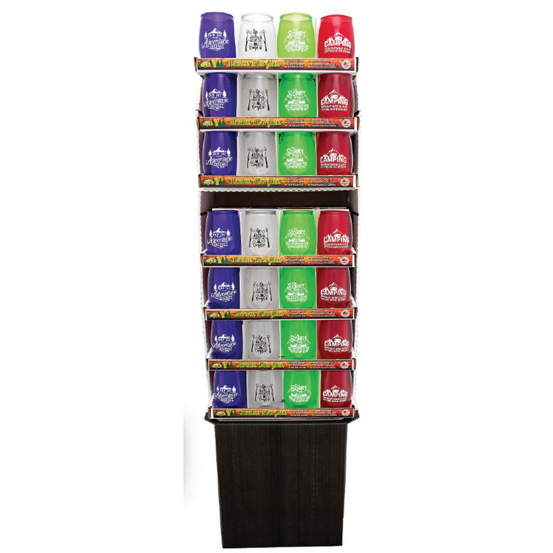 ACRYLIC - STEMLESS WINE GLASSES - CAMPING MIX (FLOOR DISPLAY 84PCS)