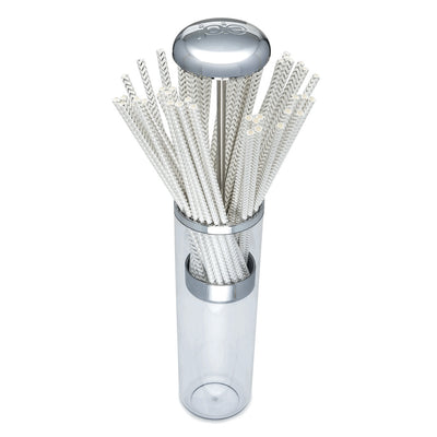 PAPER STRAWS WITH CHROME DISPENSER (50 PC)