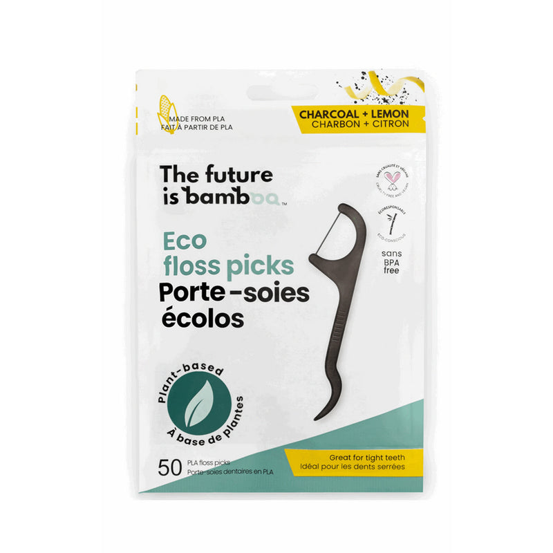 ECO FLOSS PICKS - CHARCOAL LEMON