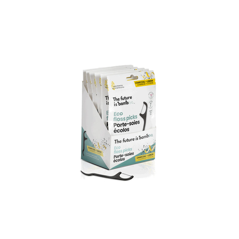ECO FLOSS PICKS - CHARCOAL LEMON