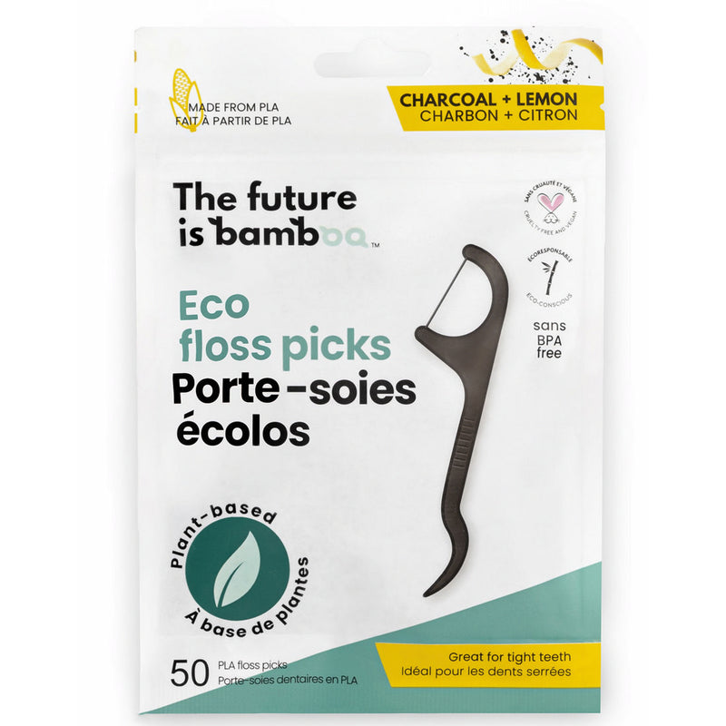ECO FLOSS PICKS - CHARCOAL LEMON