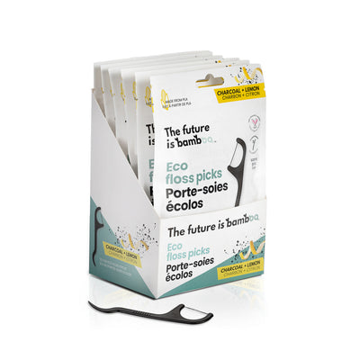 ECO FLOSS PICKS - CHARCOAL LEMON