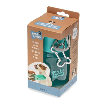 FOLDABLE PET WATER DISPENSER W/BONE SHAPED CARIBINER - SMALL