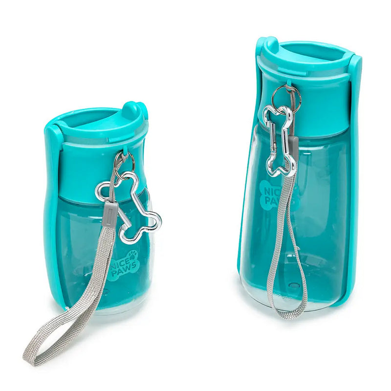 FOLDABLE PET WATER DISPENSER W/BONE SHAPED CARIBINER - LARGE
